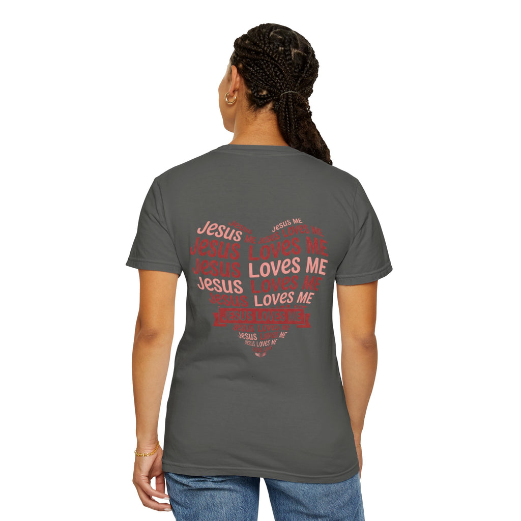 Jesus Loves Me Heart Garment-Dyed T-Shirt – Christian Faith Tee | Vintage Style Inspirational Shirt