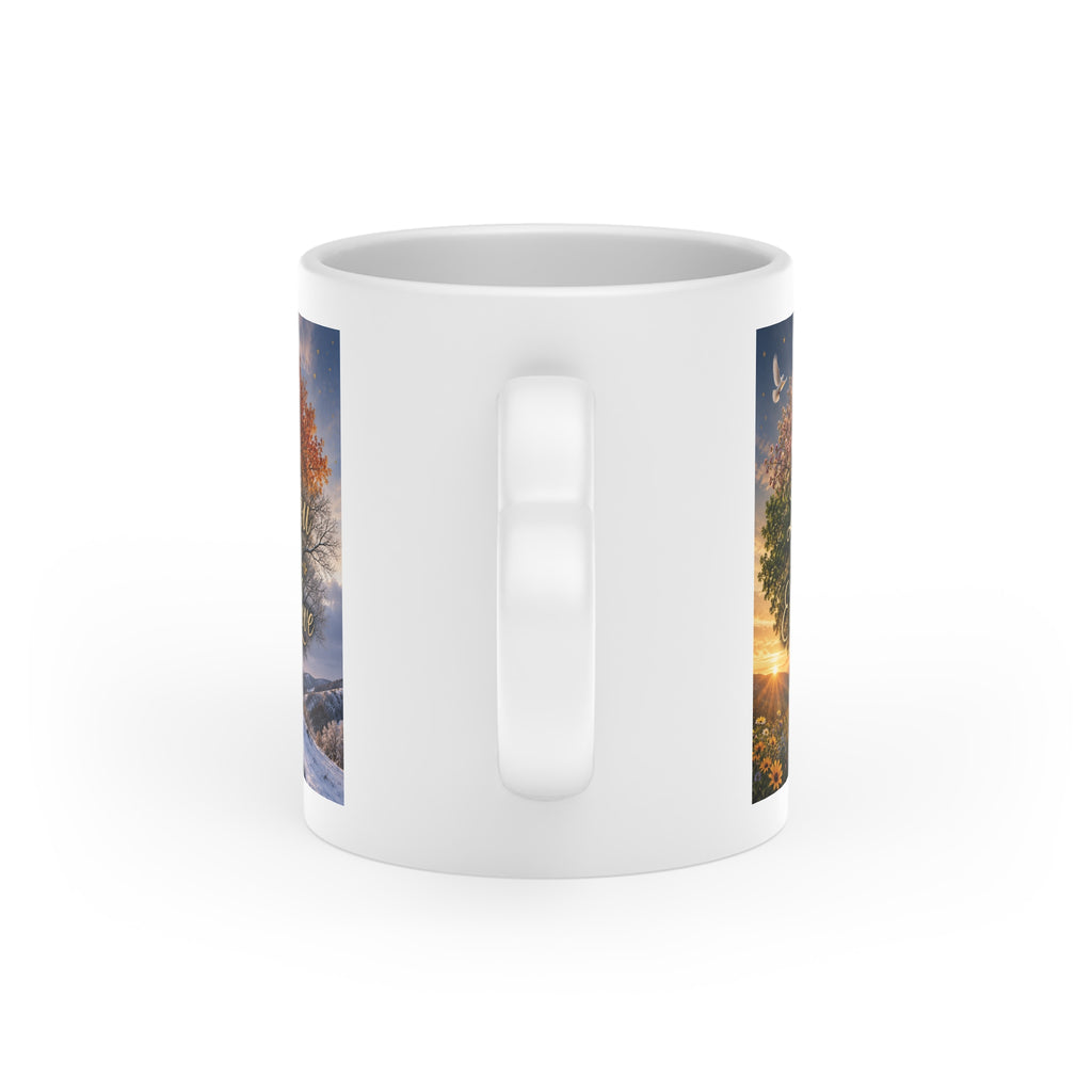 Everlasting Love Heart Mug | Jeremiah 31:3 Four Seasons Christian Coffee Mug | Inspirational Ceramic Cup