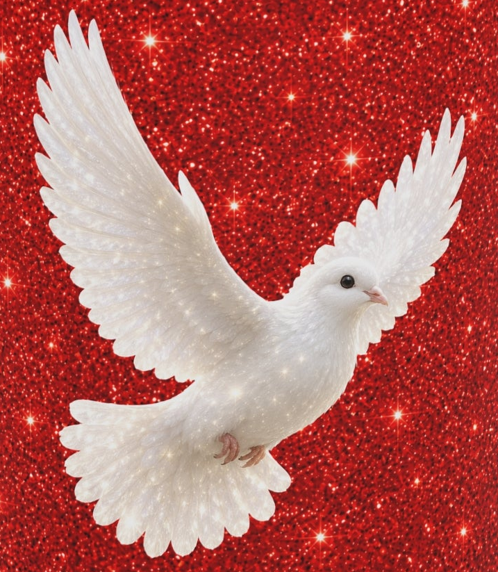 Peace Dove Heart Mug | Red Sparkle Ceramic Coffee Mug | White Dove Christian Gift