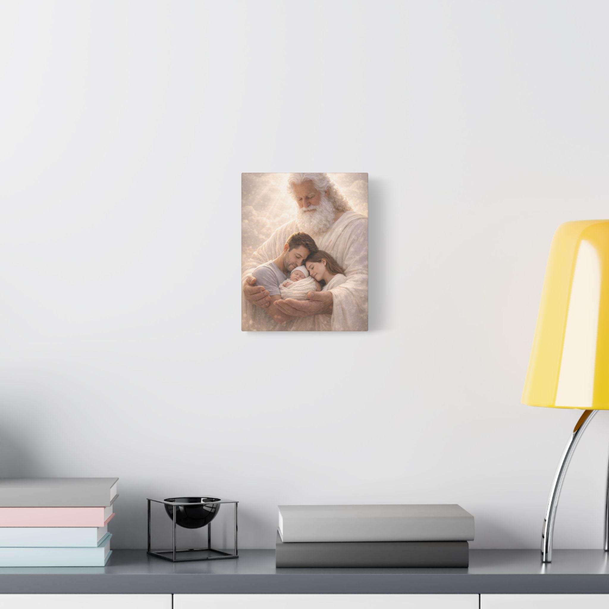 Safely in His Hands Canvas — 'Family' Sleeping in God's Embrace Wall Art