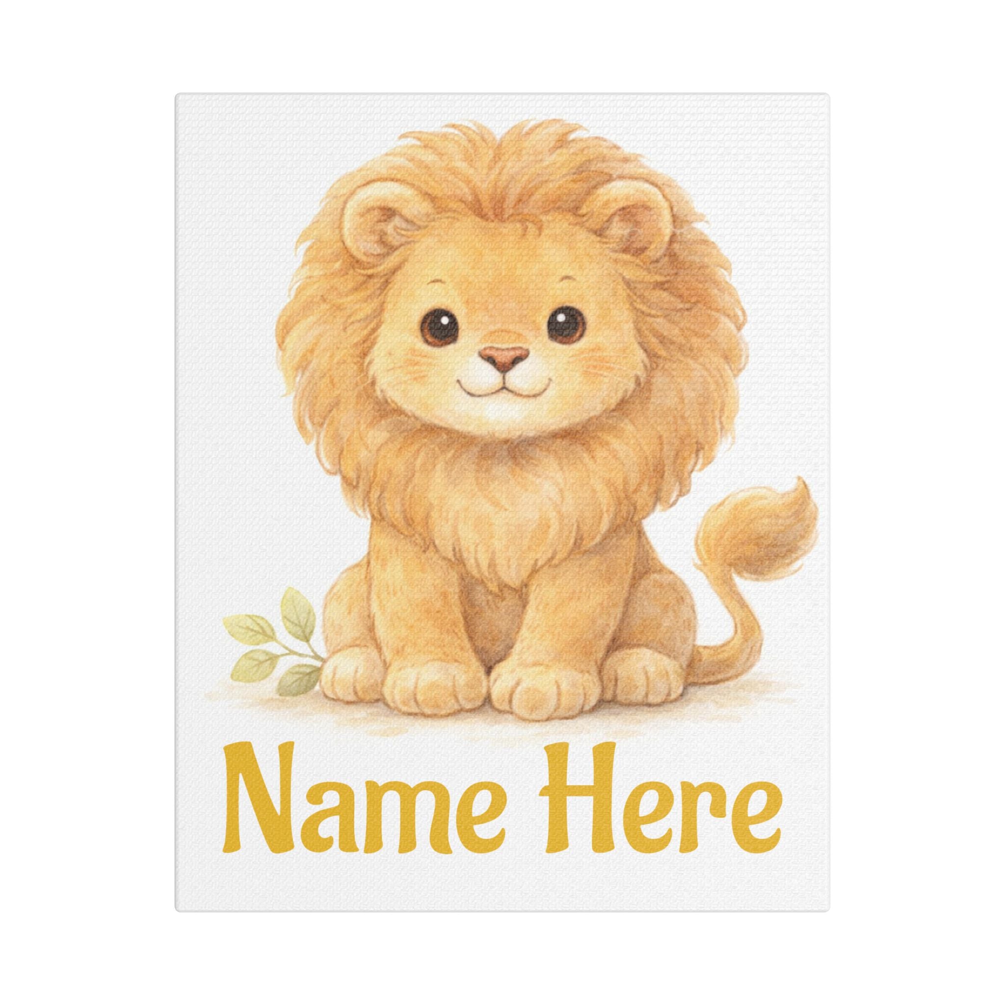 Personalized Baby Lion Canvas — Custom Name Nursery Wall Art