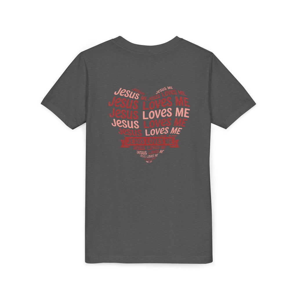 Jesus Loves Me Youth T-Shirt – Heart Word Cloud Christian Kids Tee | Faith Inspired Youth Shirt