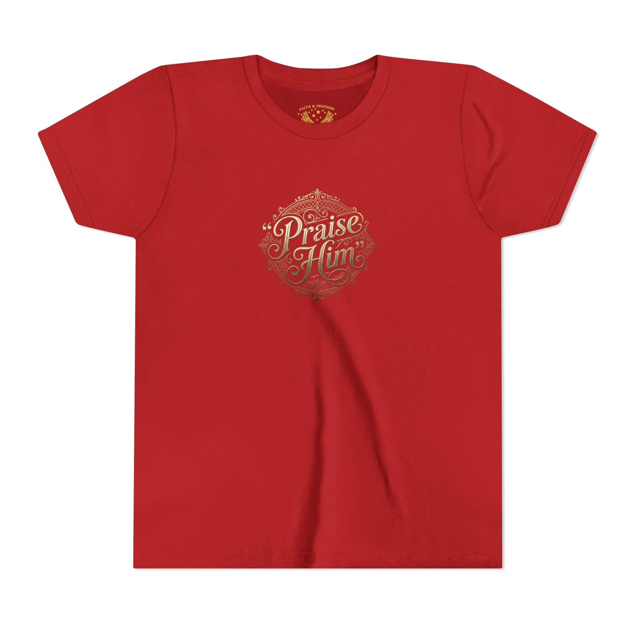 Praise Him Psalms 34:1 Youth T-Shirt | Christian Kids Faith Tee | Inspirational Youth Apparel