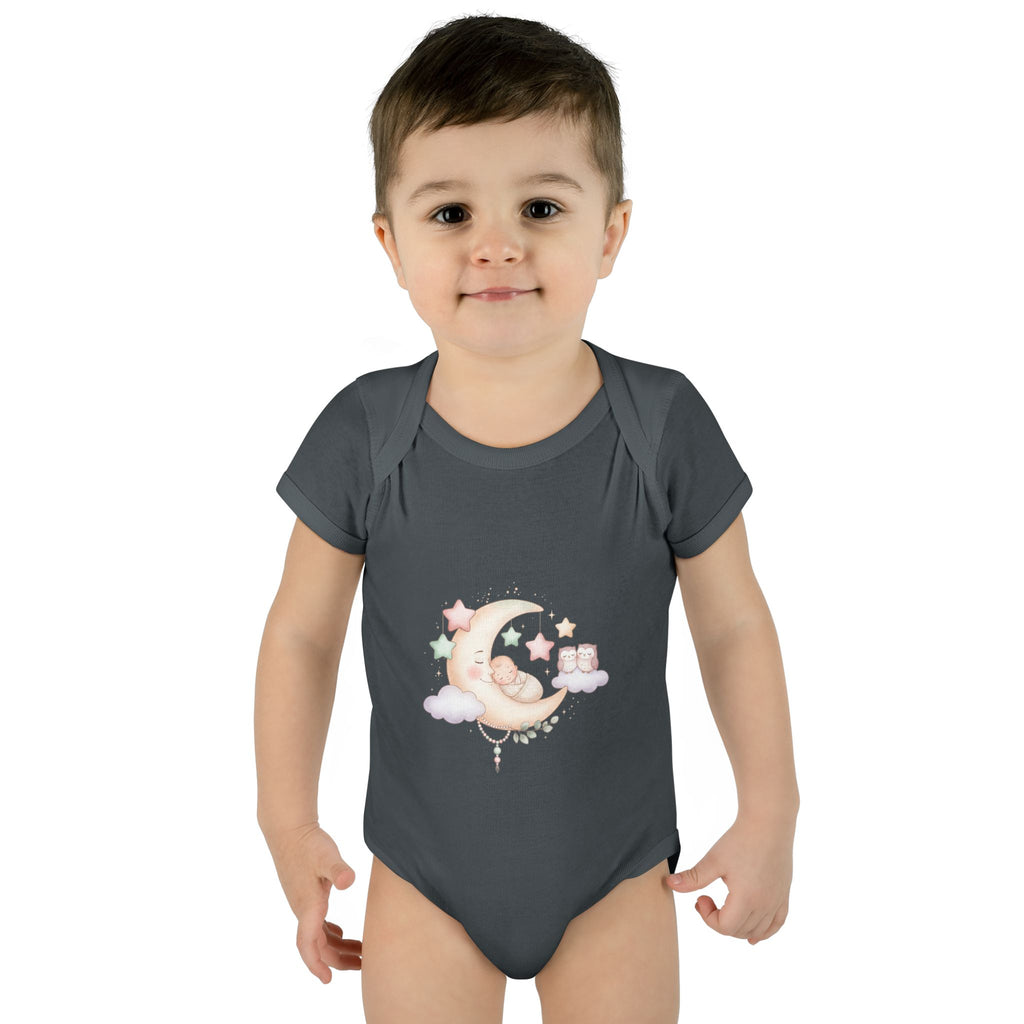 Pastel Moon & Stars Baby Bodysuit – Sleepy Moon Newborn Onesie | Cozy Baby Outfit