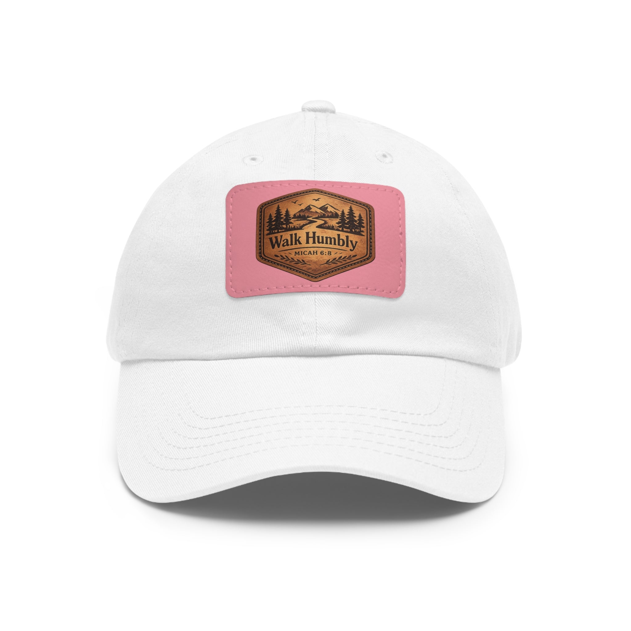 Walk Humbly Leather Patch Dad Hat | Micah 6:8 Christian Outdoor Cap | Faith Freedom Creations
