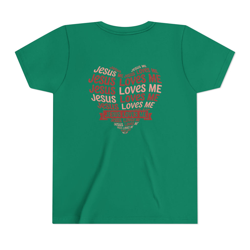 Jesus Loves Me Youth T-Shirt – Heart Word Cloud Christian Kids Tee | Faith Inspired Youth Shirt