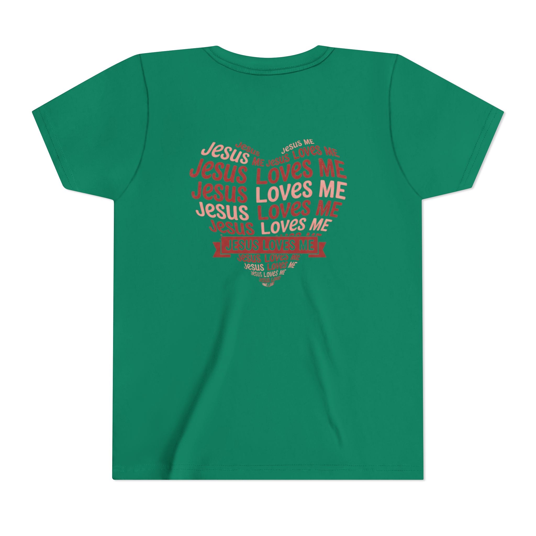 Jesus Loves Me Youth T-Shirt – Heart Word Cloud Christian Kids Tee | Faith Inspired Youth Shirt