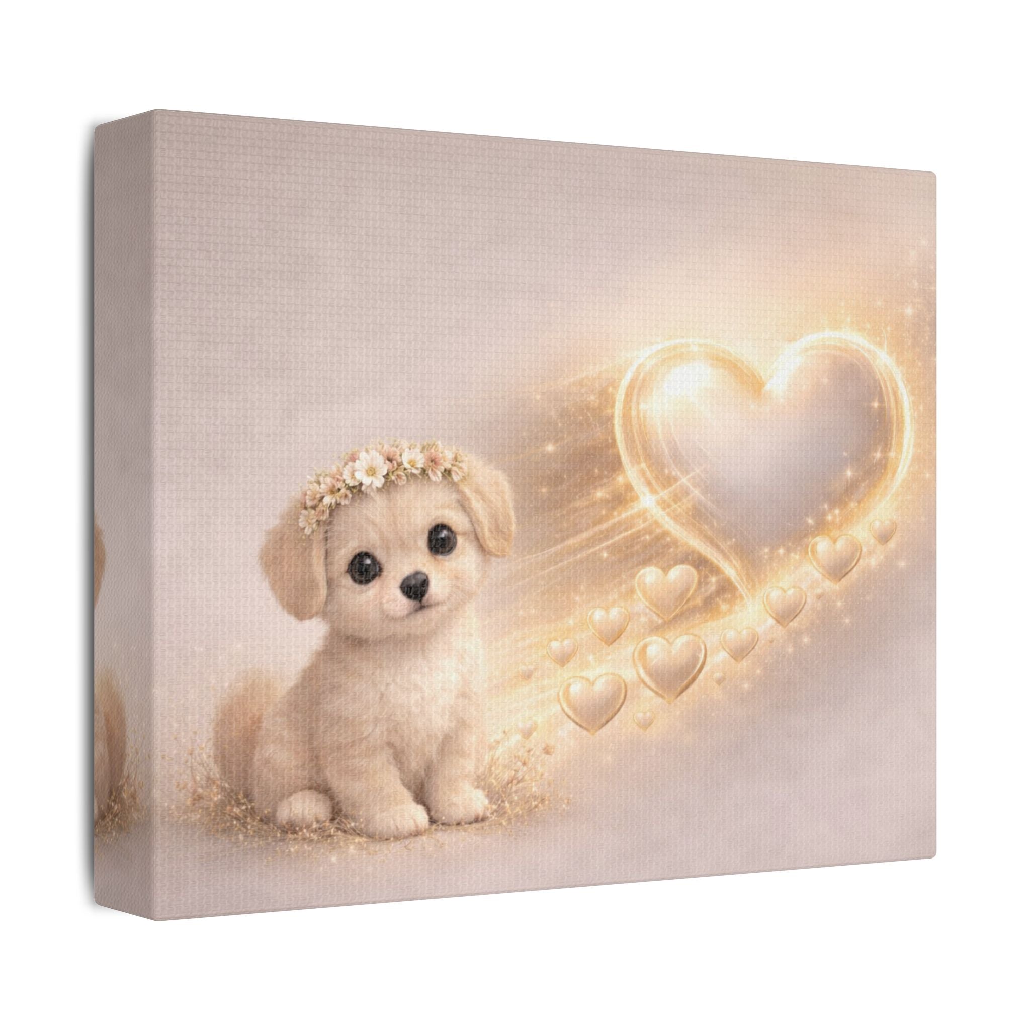 Cute Puppy Canvas — Glowing Heart Nursery Wall Art | Baby Room Decor