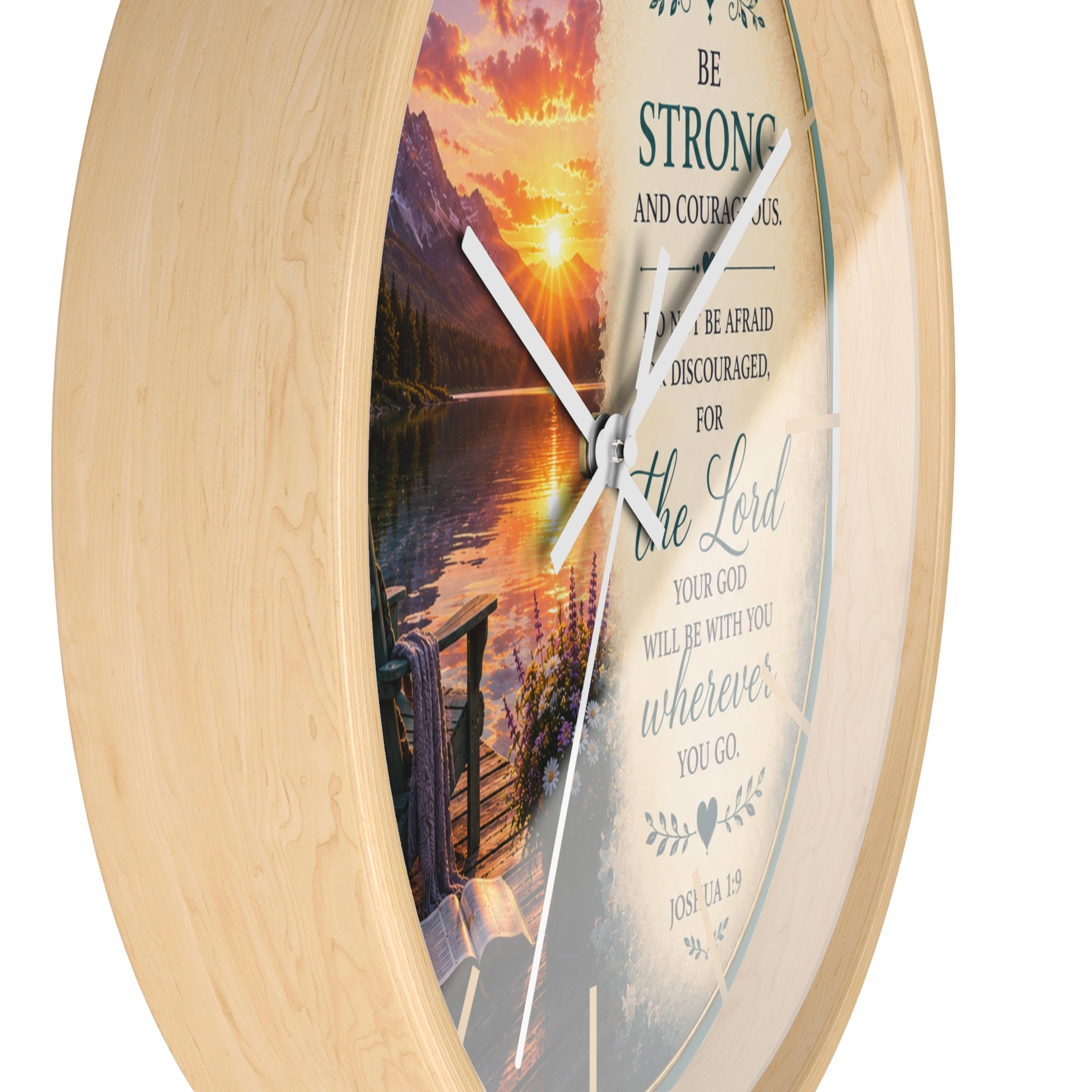 Joshua 1:9 Wall Clock | Be Strong and Courageous Christian Clock | Inspirational Scripture Decor