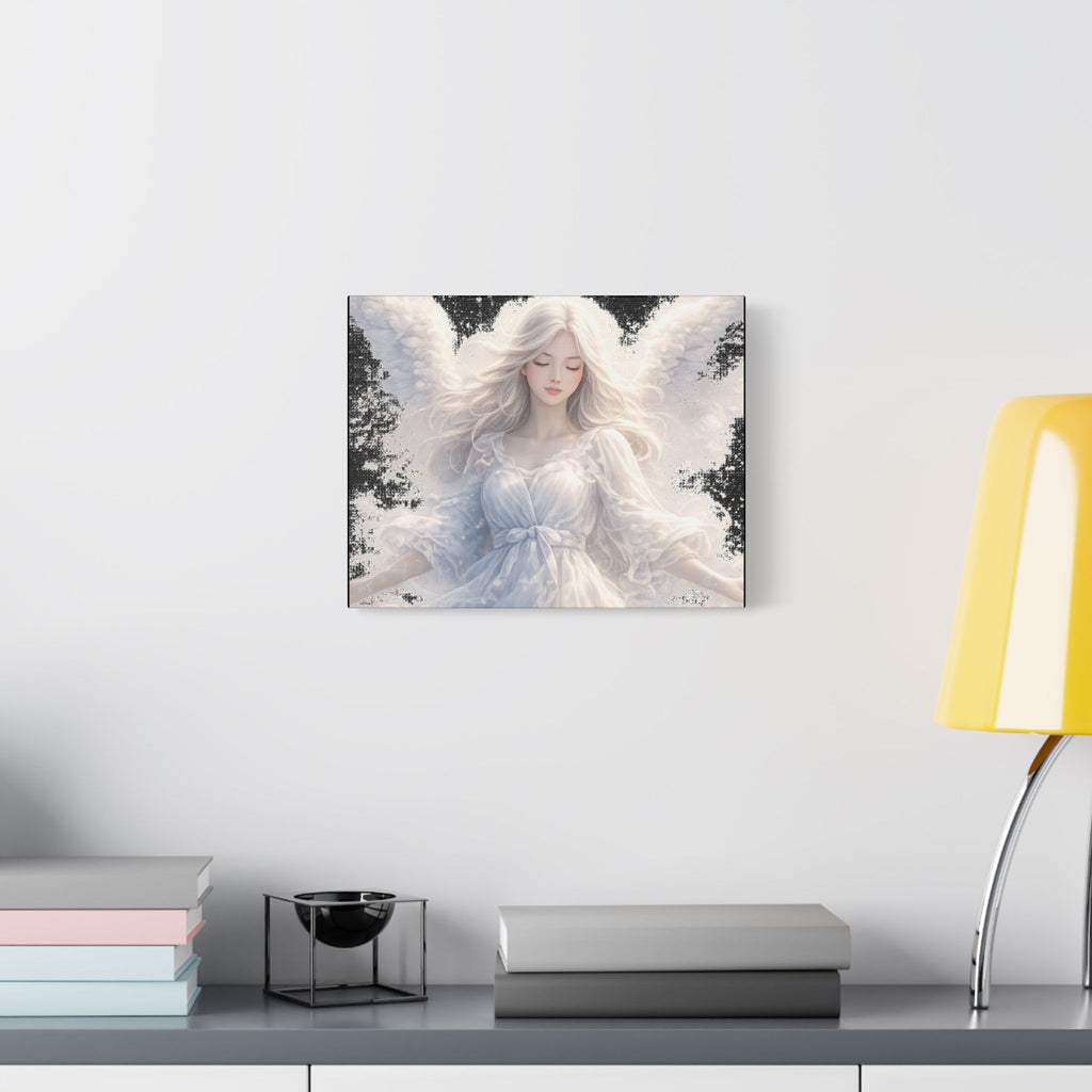 Angelic White Guardian Canvas — Serene Angel Nursery Wall Art