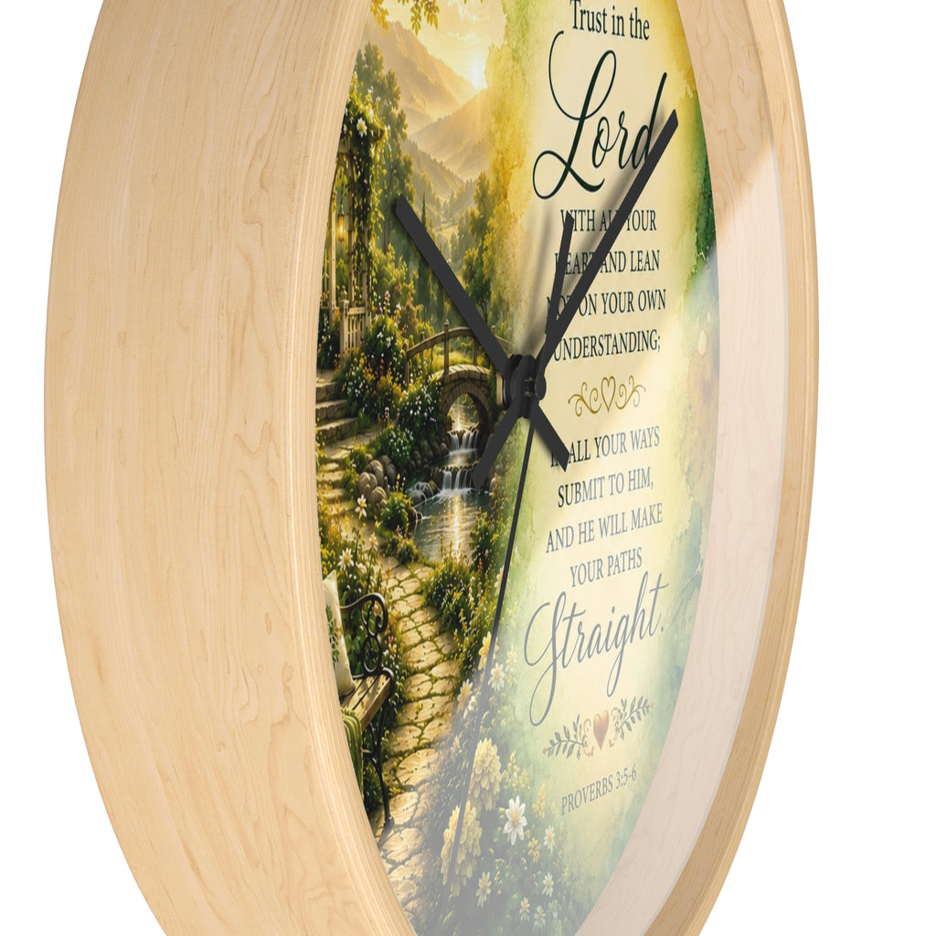 Trust in the Lord Wall Clock | Proverbs 3:5-6 Christian Scripture Clock | Inspirational Faith Decor