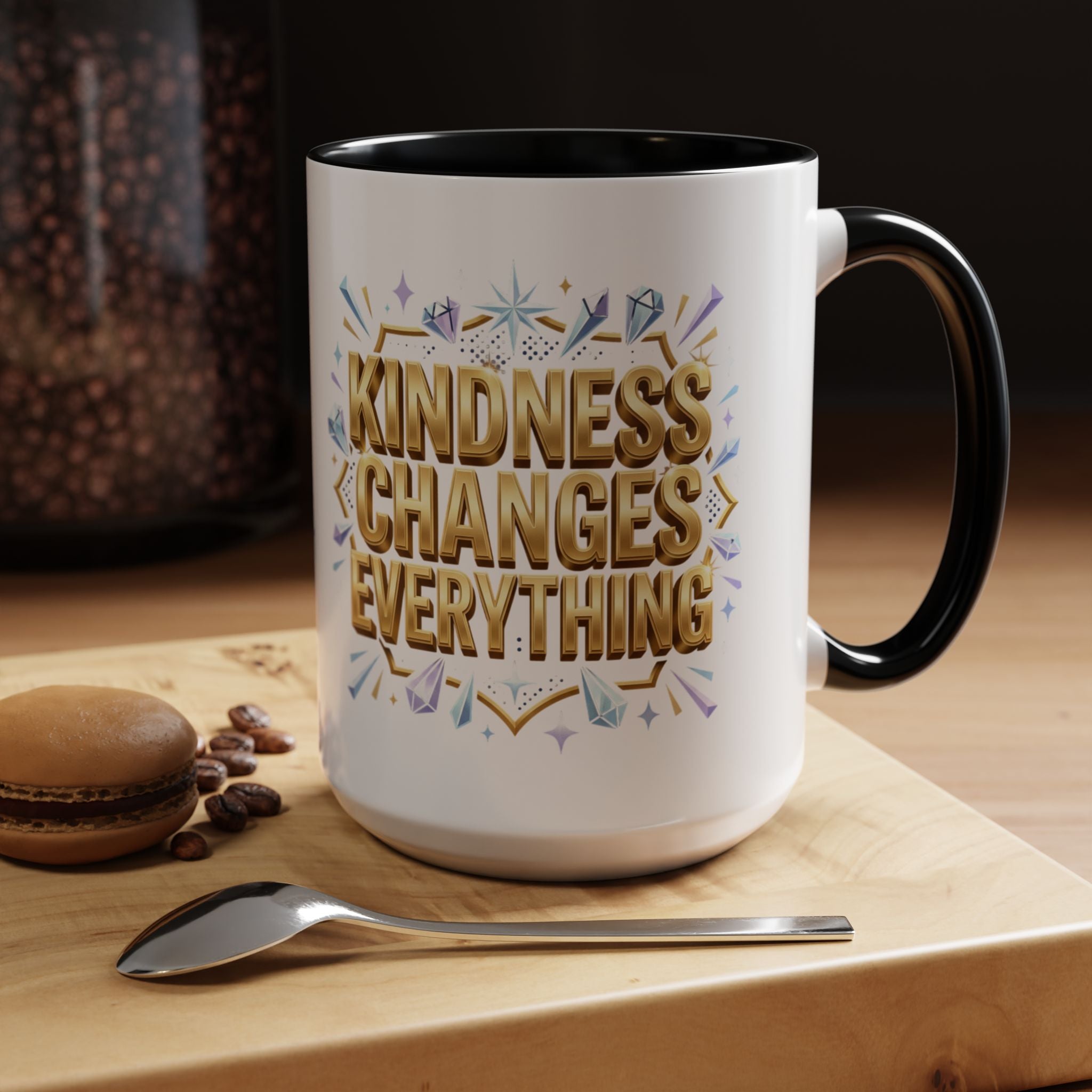 Gold-Kindness Changes Everything Coffee Mug | Inspirational Gold Script Mug | Faith Freedom Creations