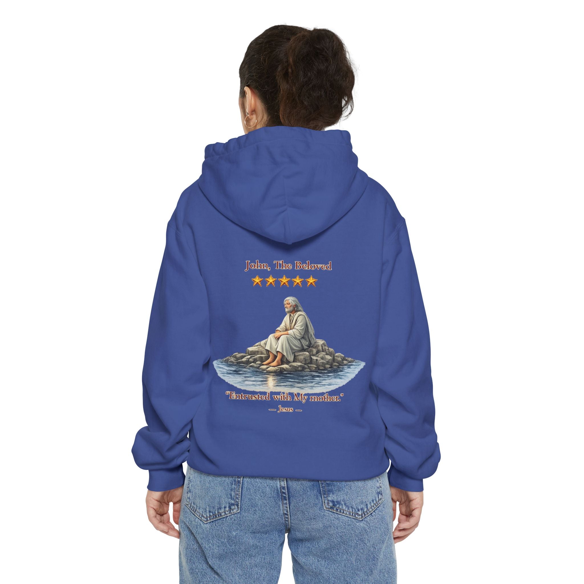 "John The Beloved Review, by Jesus"Hoodie — Illustrated Religious Graphic Pullover-⭐ Five-Star Faith Series⭐