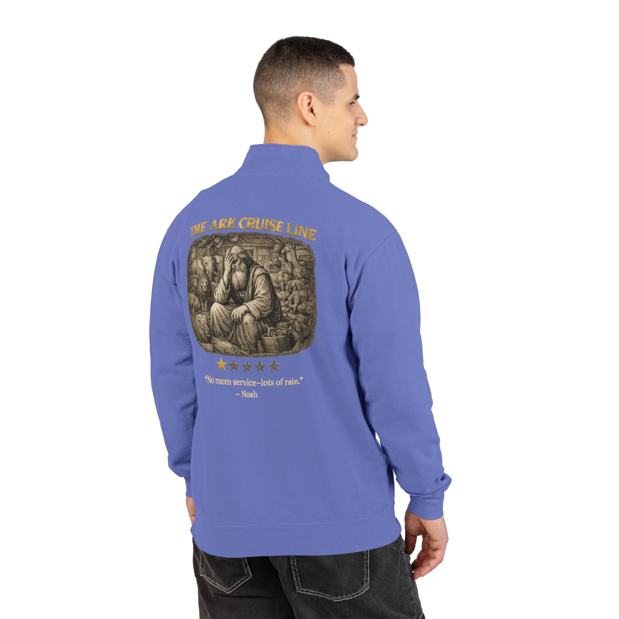 Noah – Quarter-Zip Sweatshirt | “No Room Service — Lots of Rain” Review – Five-Star Faith Series