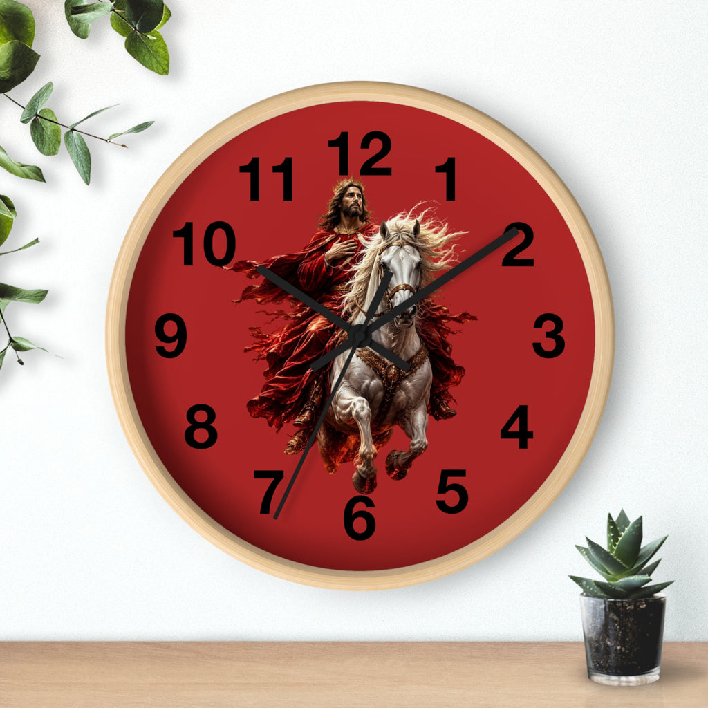 Jesus on White Horse Wall Clock | Christian Biblical Home Decor | Faith Inspired Silent Wall Clock