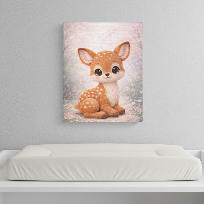 Woodland Fawn Canvas — Nursery Woodland Animal Wall Art