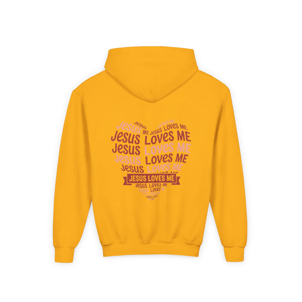 Jesus Loves Me Youth Hoodie – Heart Word Cloud Christian Kids Sweatshirt | Faith Inspired Kids Apparel