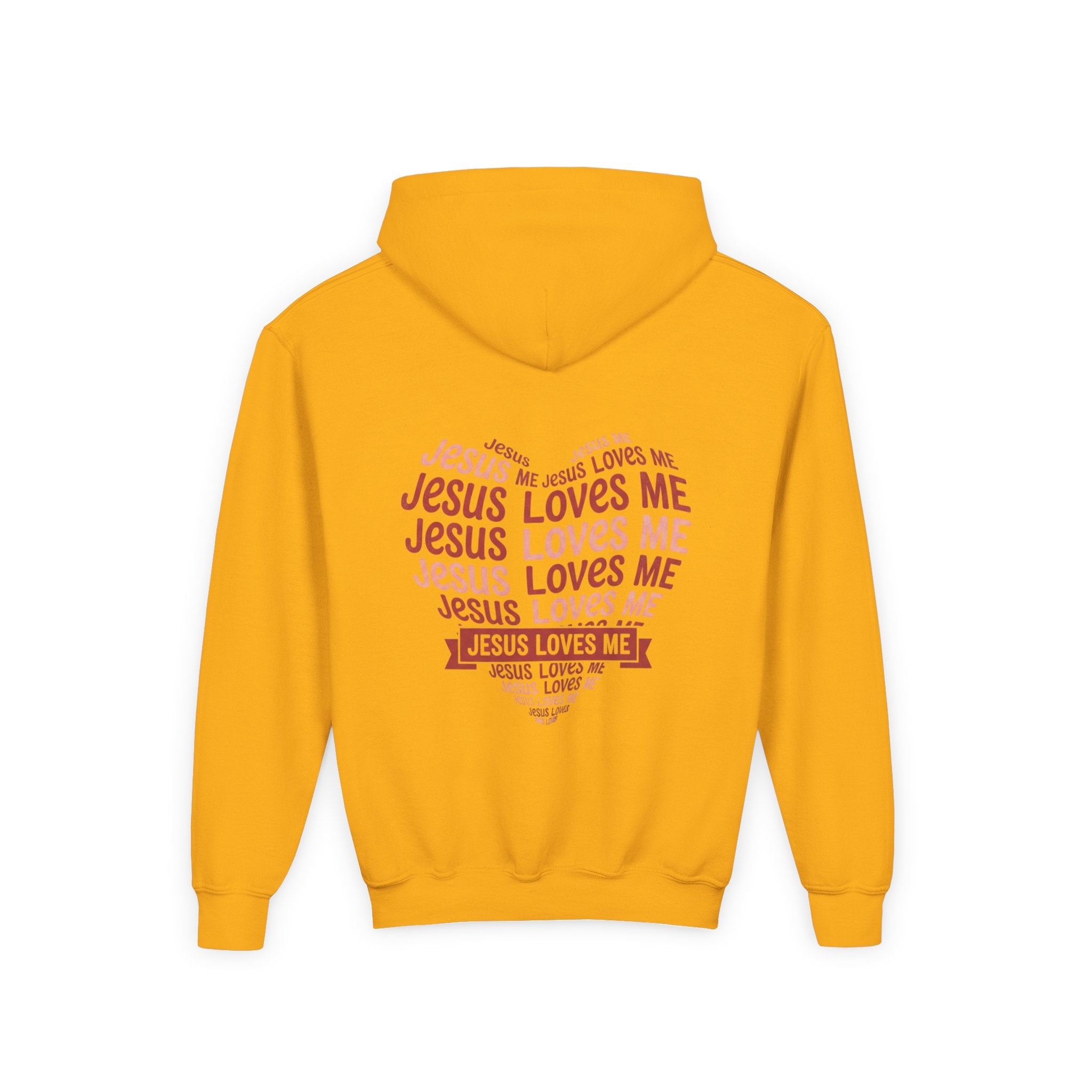 Jesus Loves Me Youth Hoodie – Heart Word Cloud Christian Kids Sweatshirt | Faith Inspired Kids Apparel