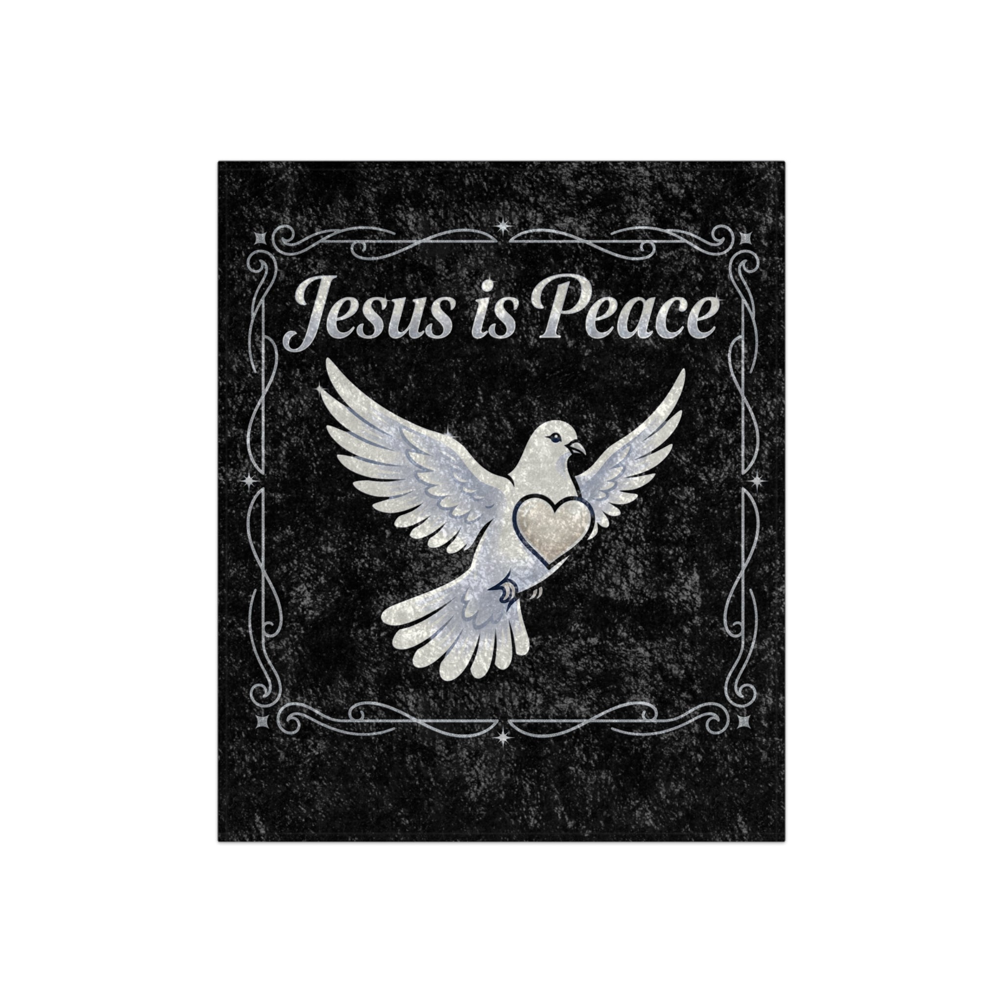 Crushed Velvet Blanket — "Jesus is Peace" Dove Throw (Religious Comfort, Faith Gift)