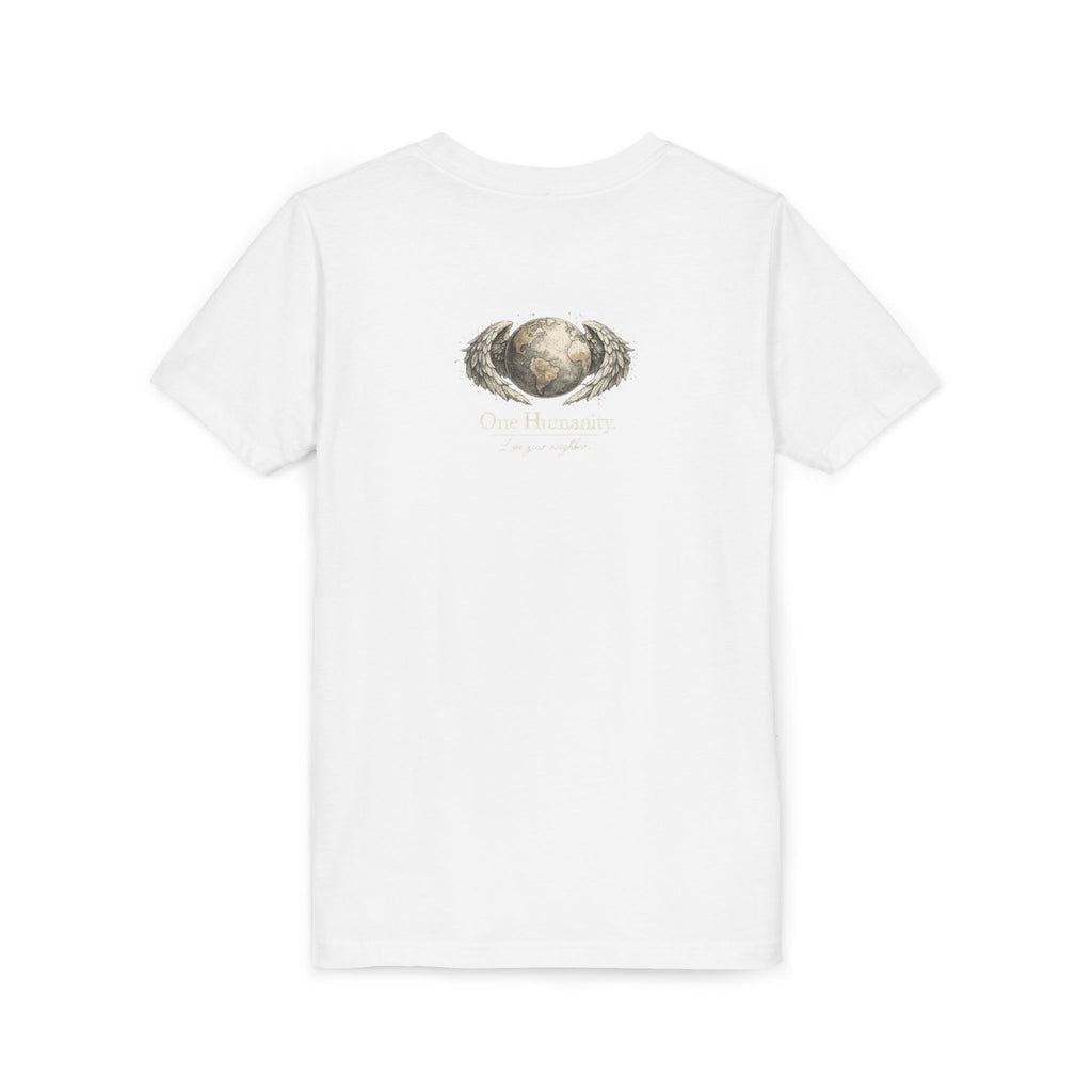 Youth “Quiet Kindness Changes Everything” Tee – Kids Inspirational T-Shirt with Earth & Friends Graphic