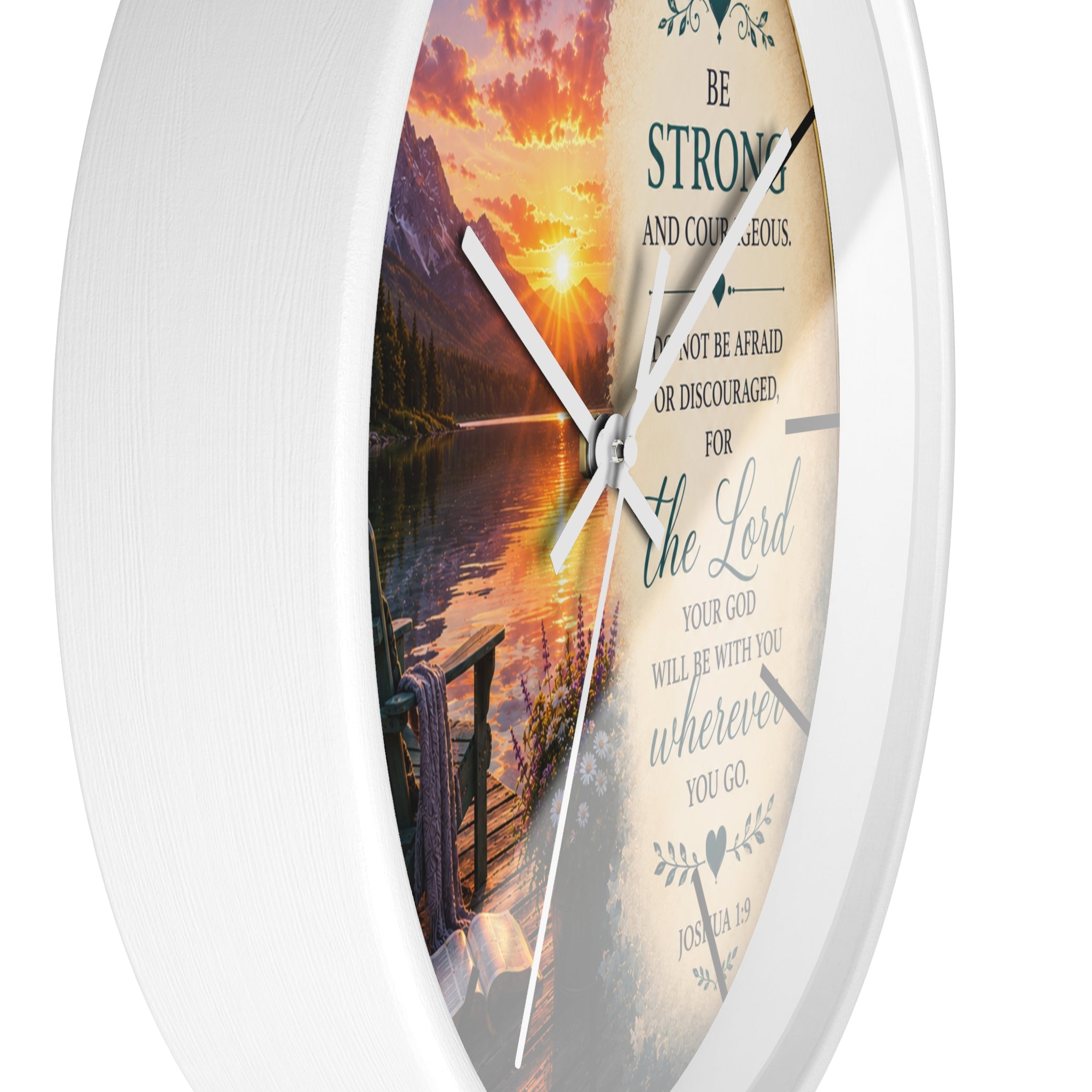 Joshua 1:9 Wall Clock | Be Strong and Courageous Christian Clock | Inspirational Scripture Decor