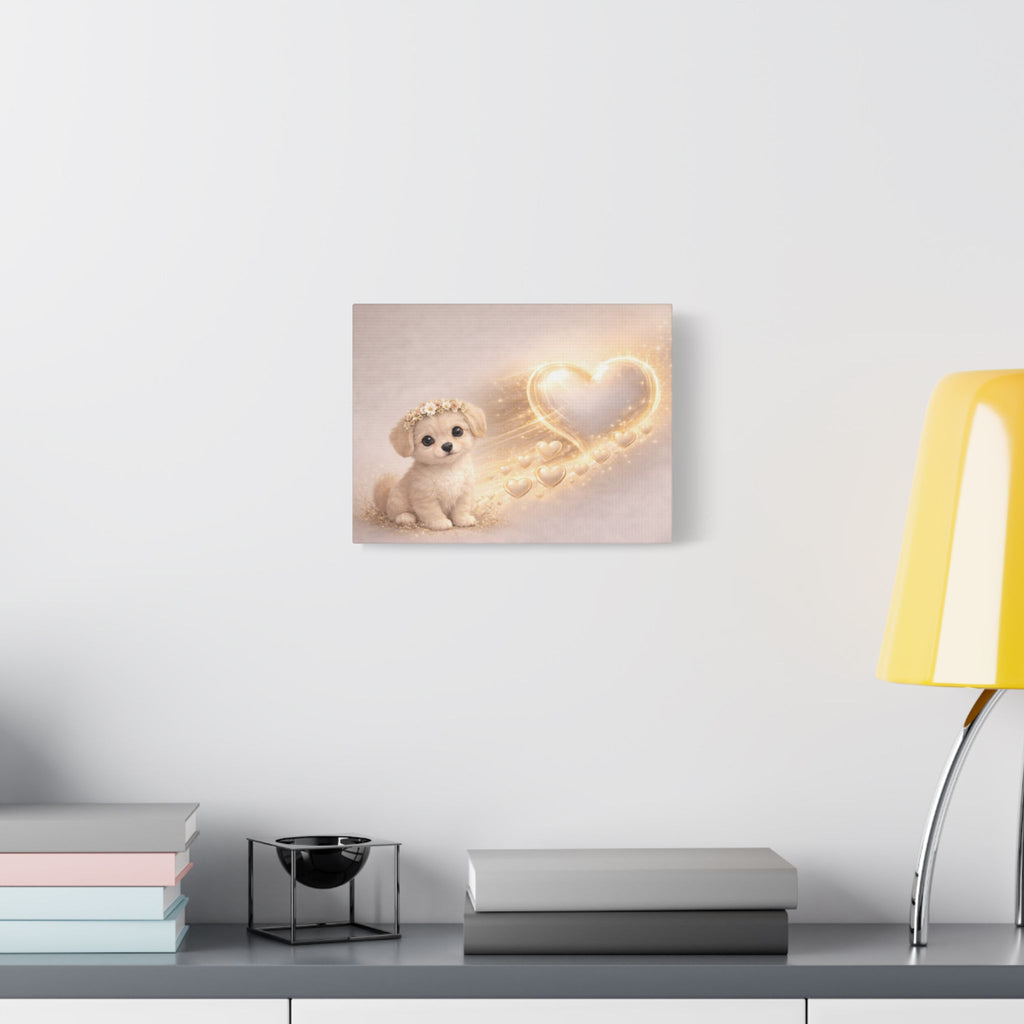 Cute Puppy Canvas — Glowing Heart Nursery Wall Art | Baby Room Decor