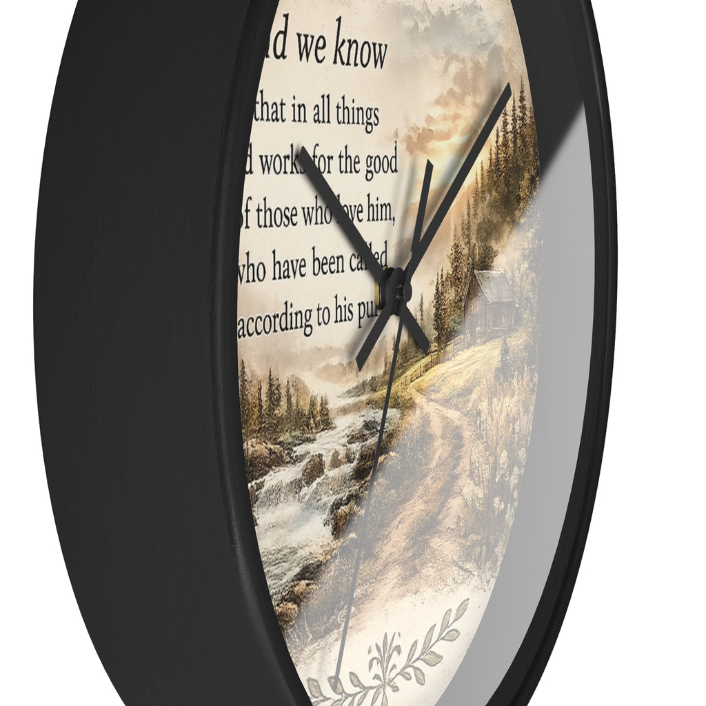 Romans 8:28 Wall Clock | Inspirational Christian Scripture Clock | Rustic Faith Home Decor