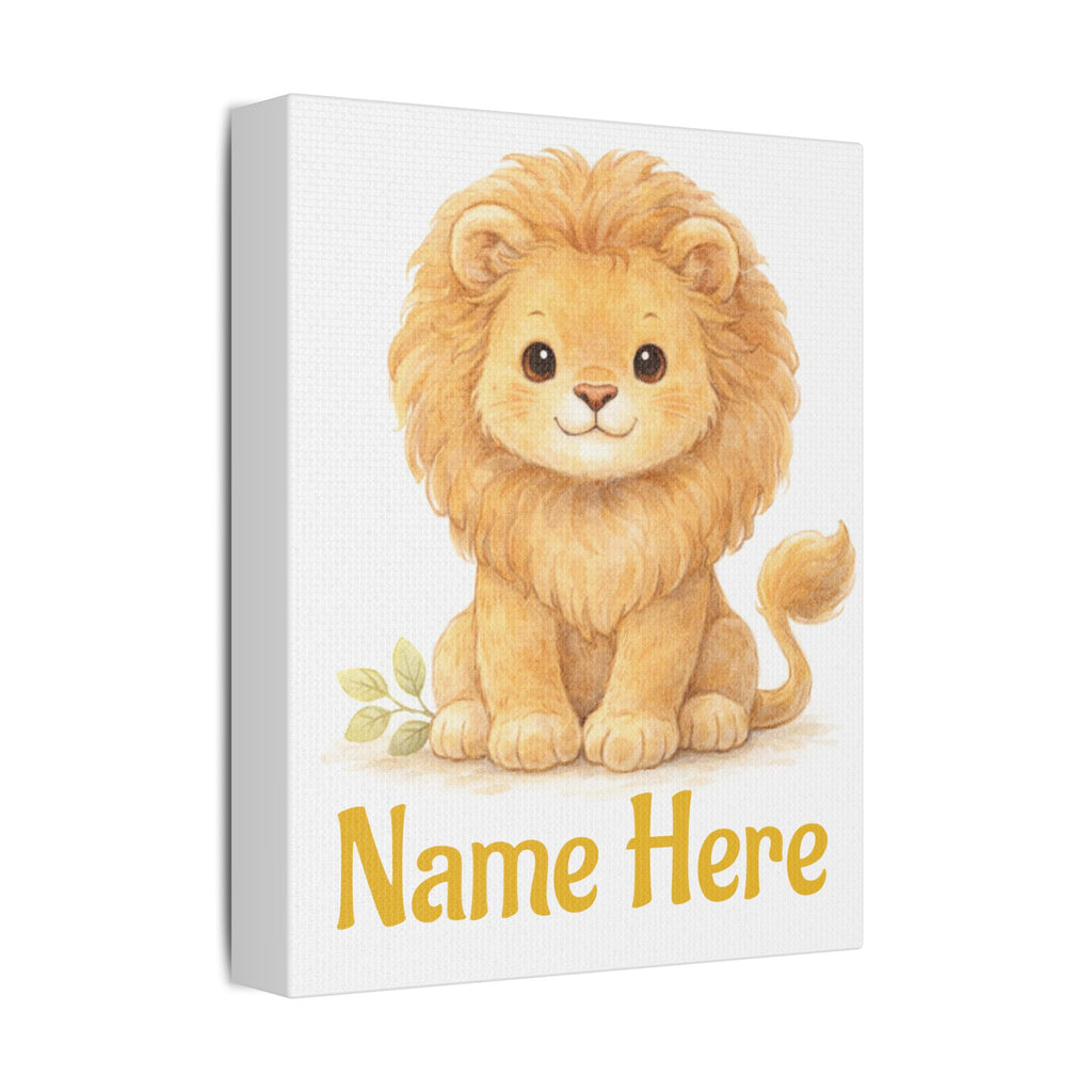 Personalized Baby Lion Canvas — Custom Name Nursery Wall Art