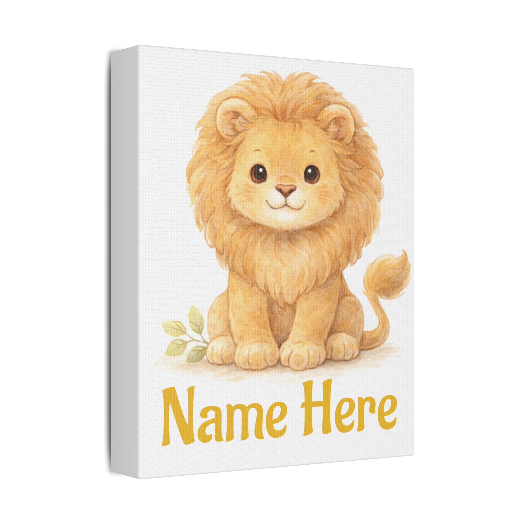 Personalized Baby Lion Canvas — Custom Name Nursery Wall Art