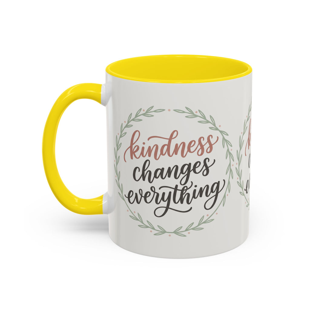 Kindness Changes Everything Accent Coffee Mug | Inspirational Ceramic Mug | Faith Freedom Creations