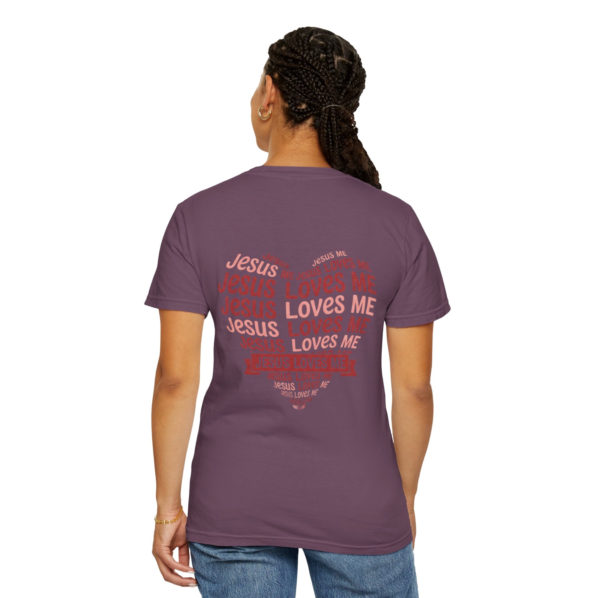 Jesus Loves Me Heart Garment-Dyed T-Shirt – Christian Faith Tee | Vintage Style Inspirational Shirt