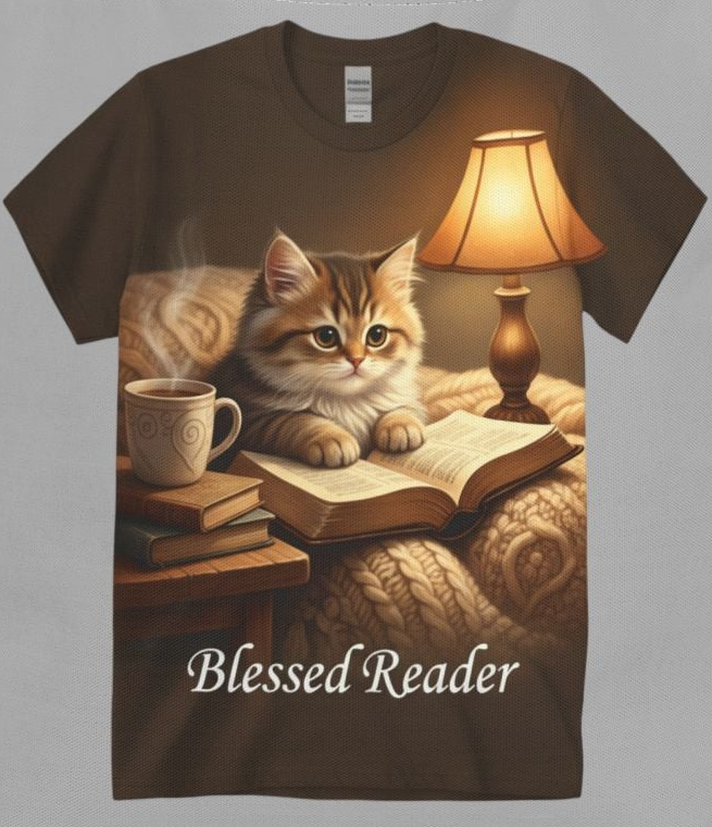 Blessed Reader Cat Tote Bag – Cozy Book Lover Library Tote | Cat & Books Gift Bag