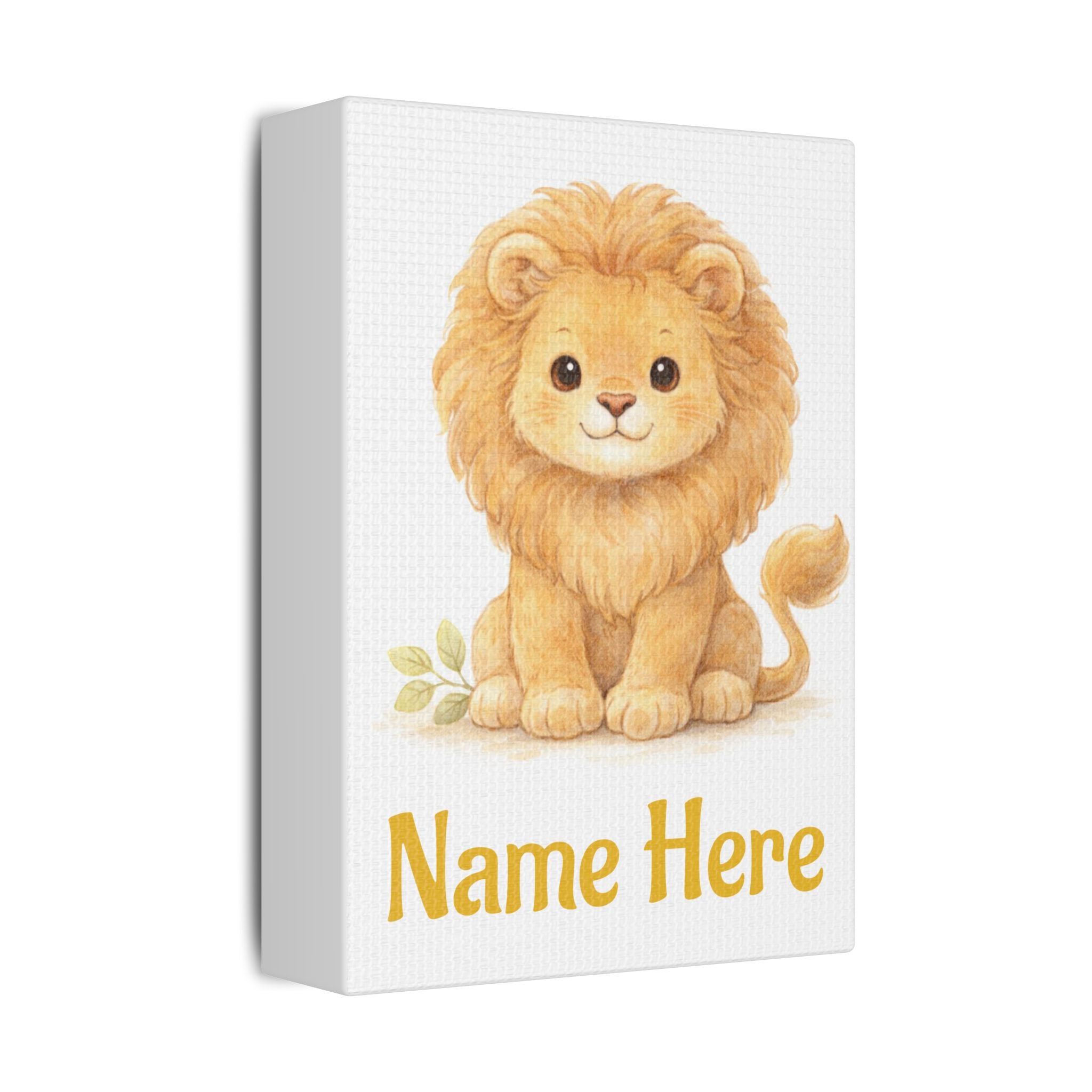 Personalized Baby Lion Canvas — Custom Name Nursery Wall Art