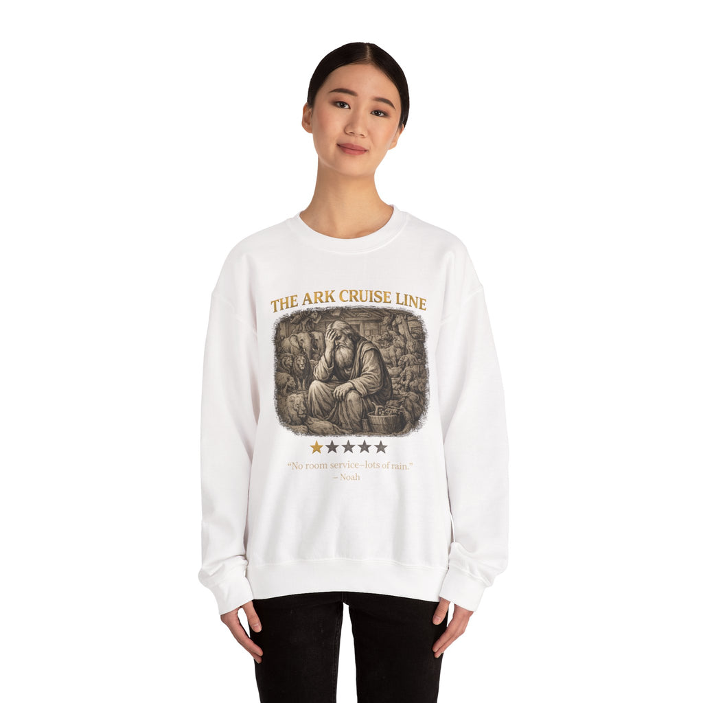 Noah – Crewneck Sweatshirt | “Ark Cruise Liner” Vintage Illustration – Five-Star Faith Series