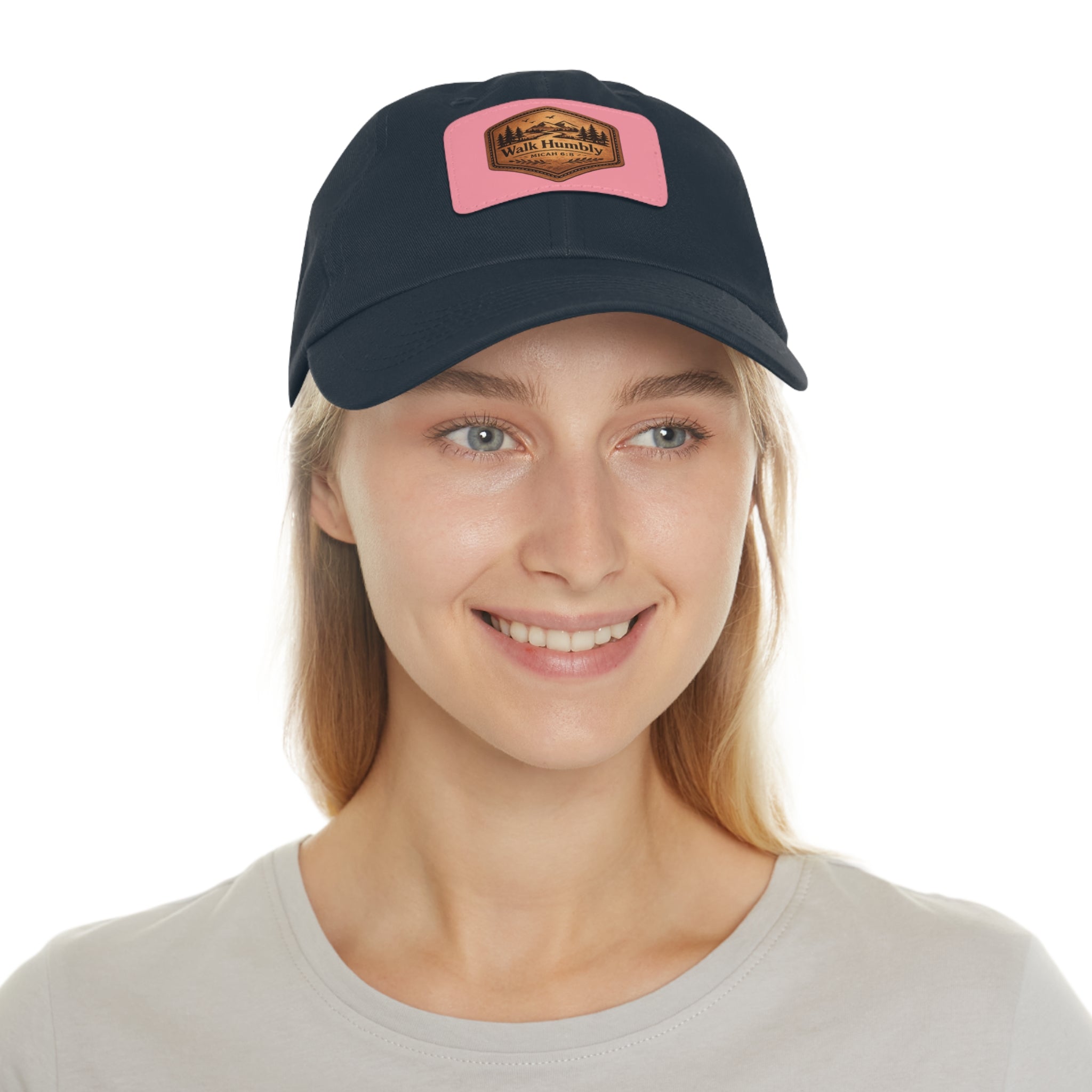 Walk Humbly Leather Patch Dad Hat | Micah 6:8 Christian Outdoor Cap | Faith Freedom Creations