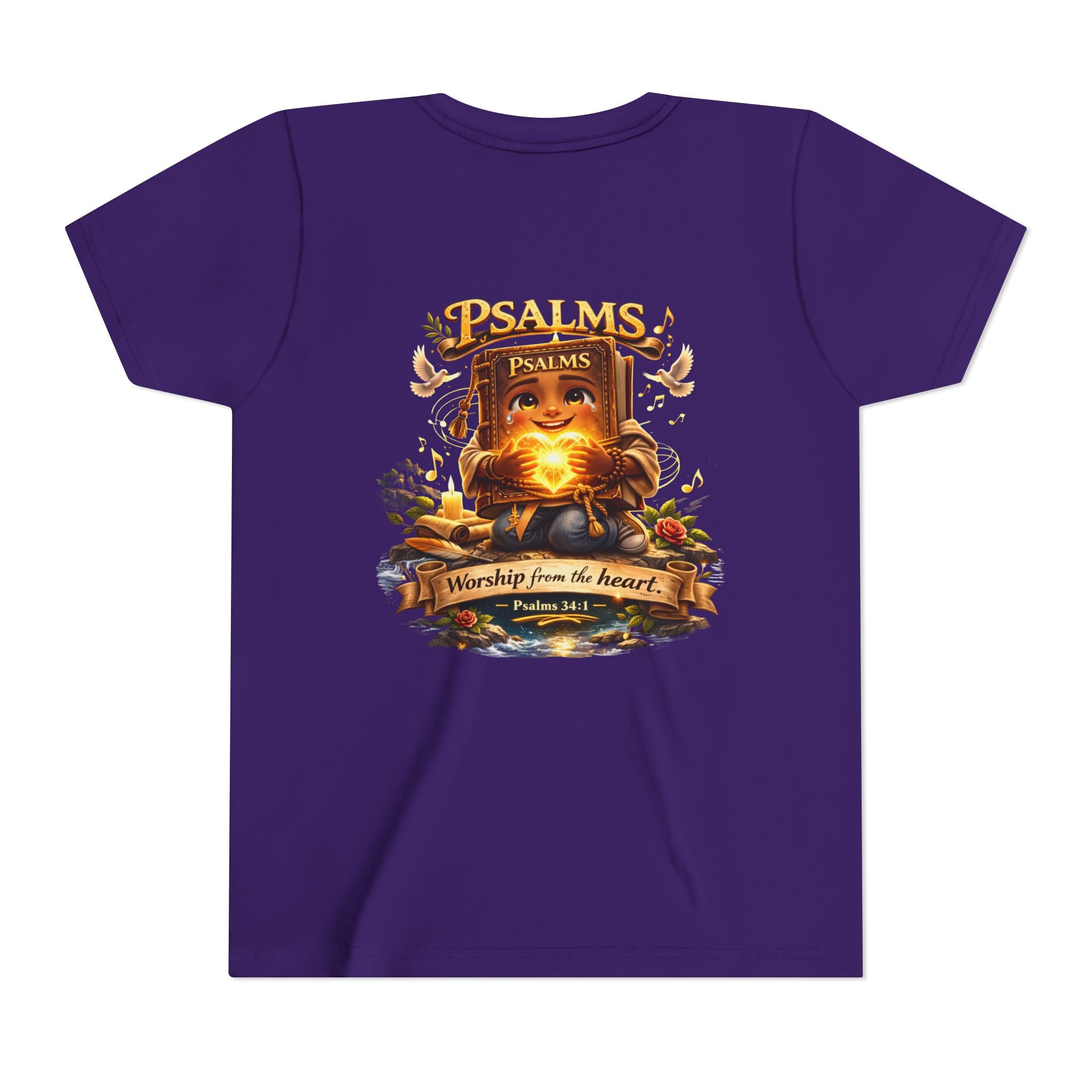 Praise Him Psalms 34:1 Youth T-Shirt | Christian Kids Faith Tee | Inspirational Youth Apparel