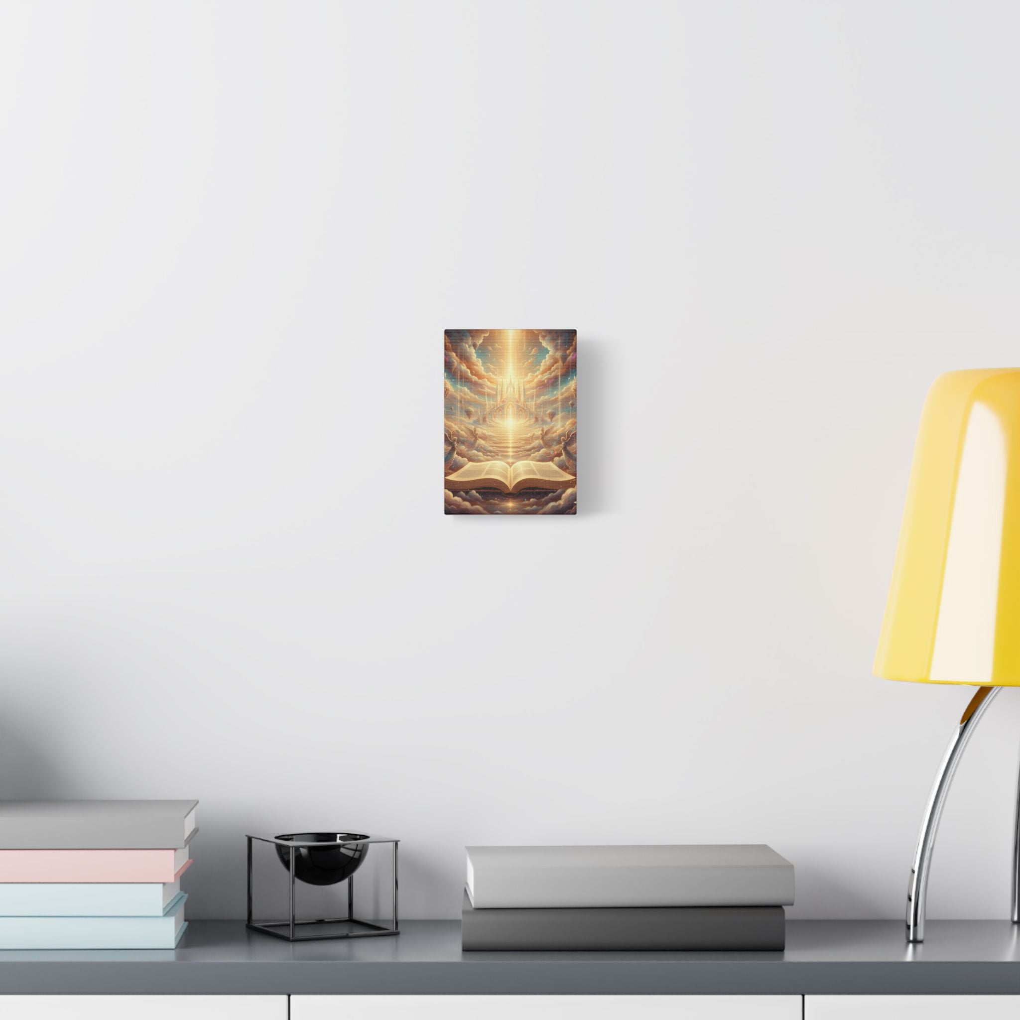Heavenly Scripture Canvas — Radiant Open Bible Wall Art