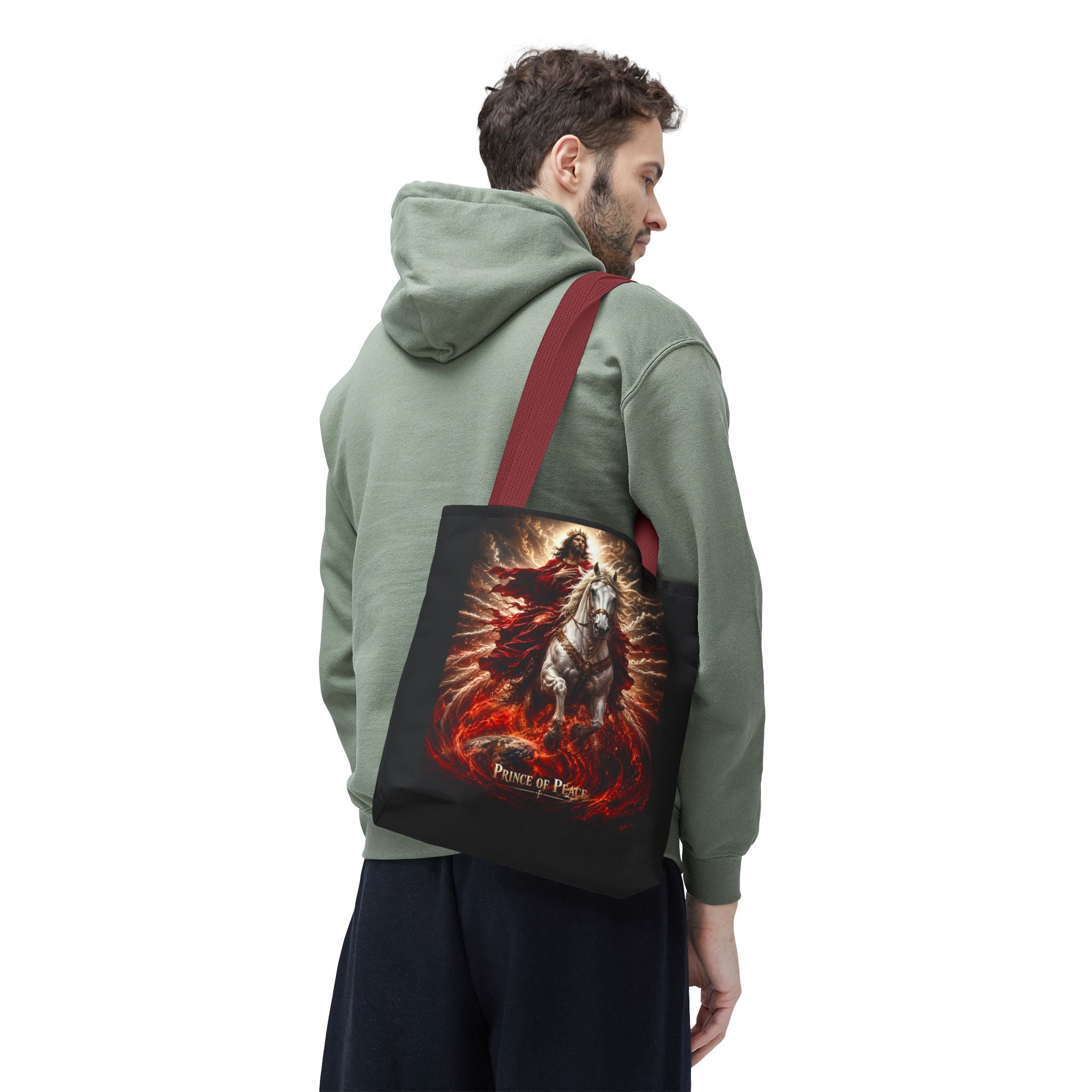 Prince of Peace Tote Bag | Jesus Riding White Horse Christian Tote | Inspirational Faith Carryall