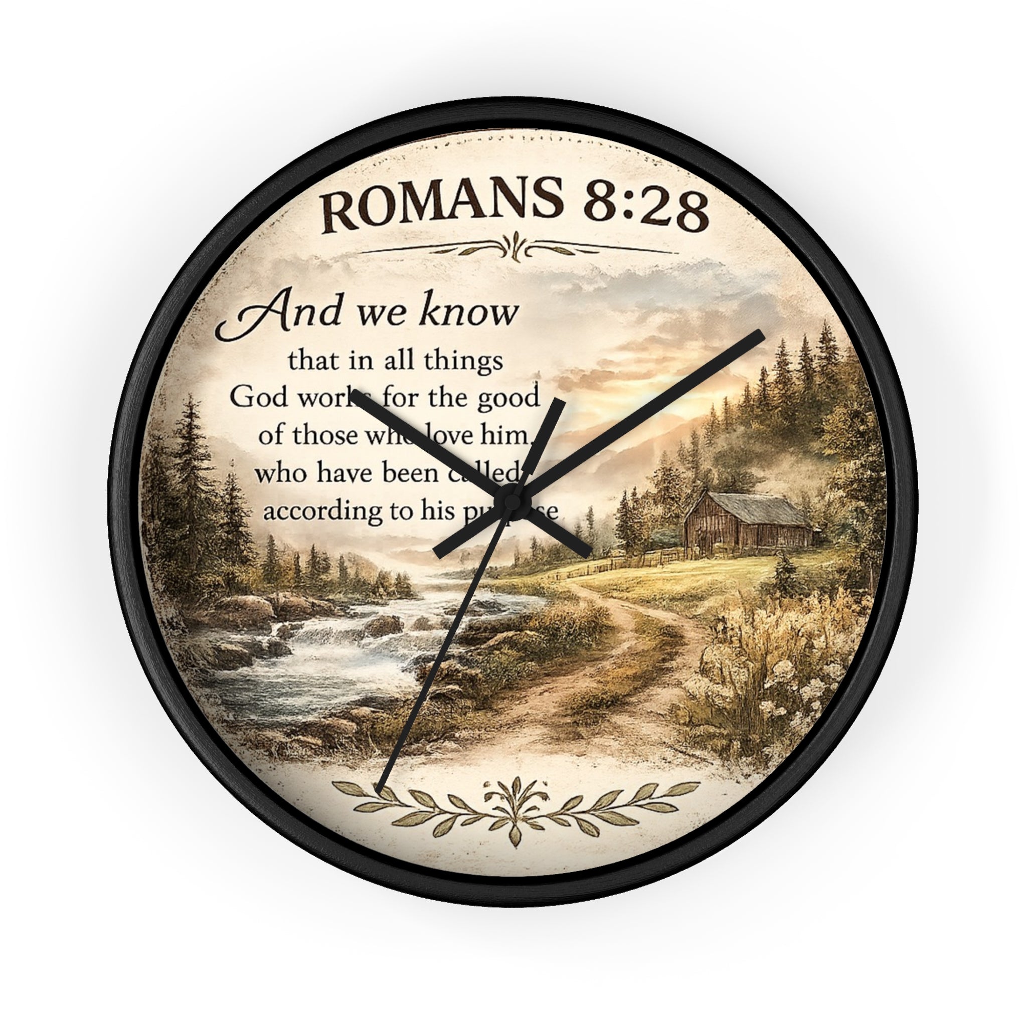 Romans 8:28 Wall Clock | Inspirational Christian Scripture Clock | Rustic Faith Home Decor