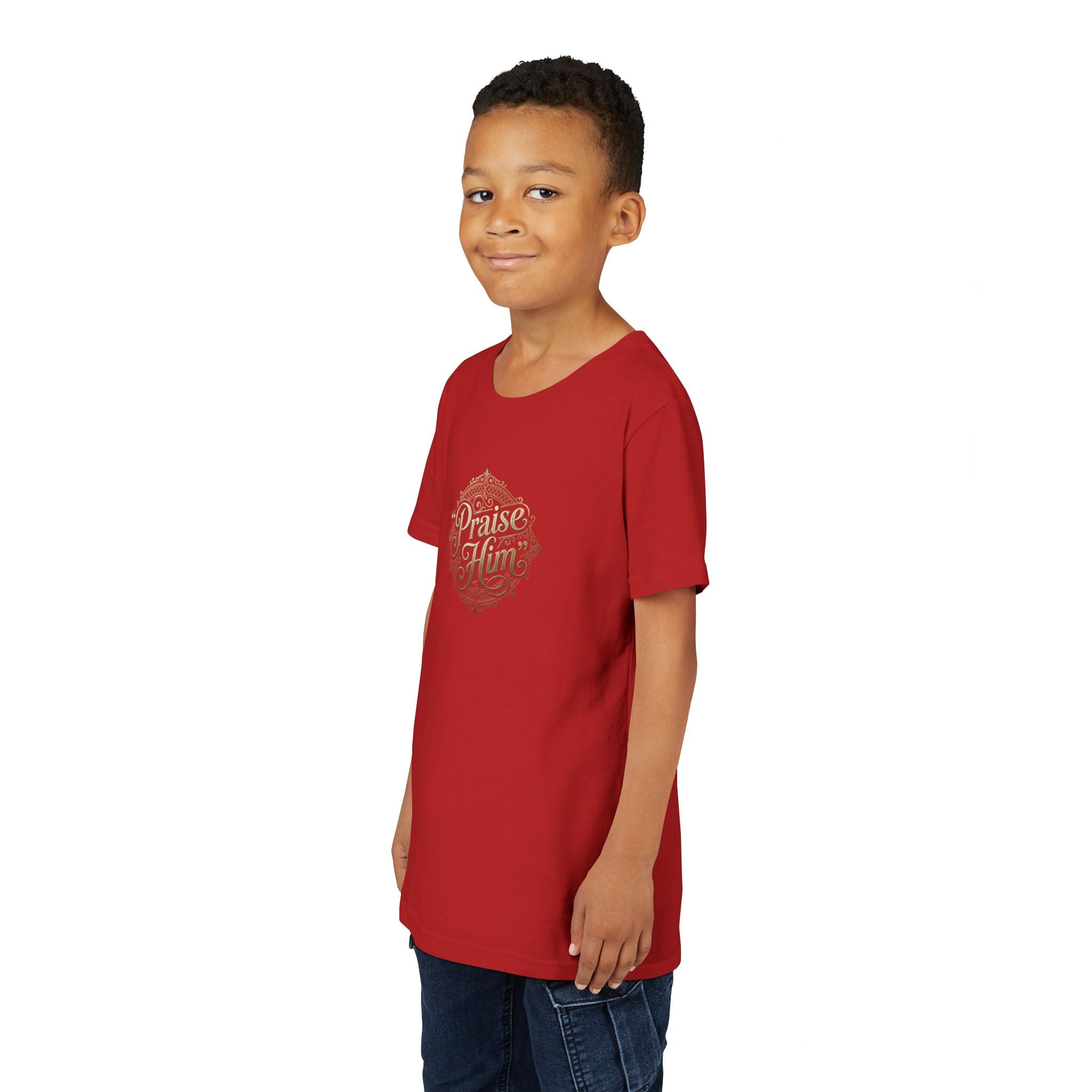 Praise Him Psalms 34:1 Youth T-Shirt | Christian Kids Faith Tee | Inspirational Youth Apparel