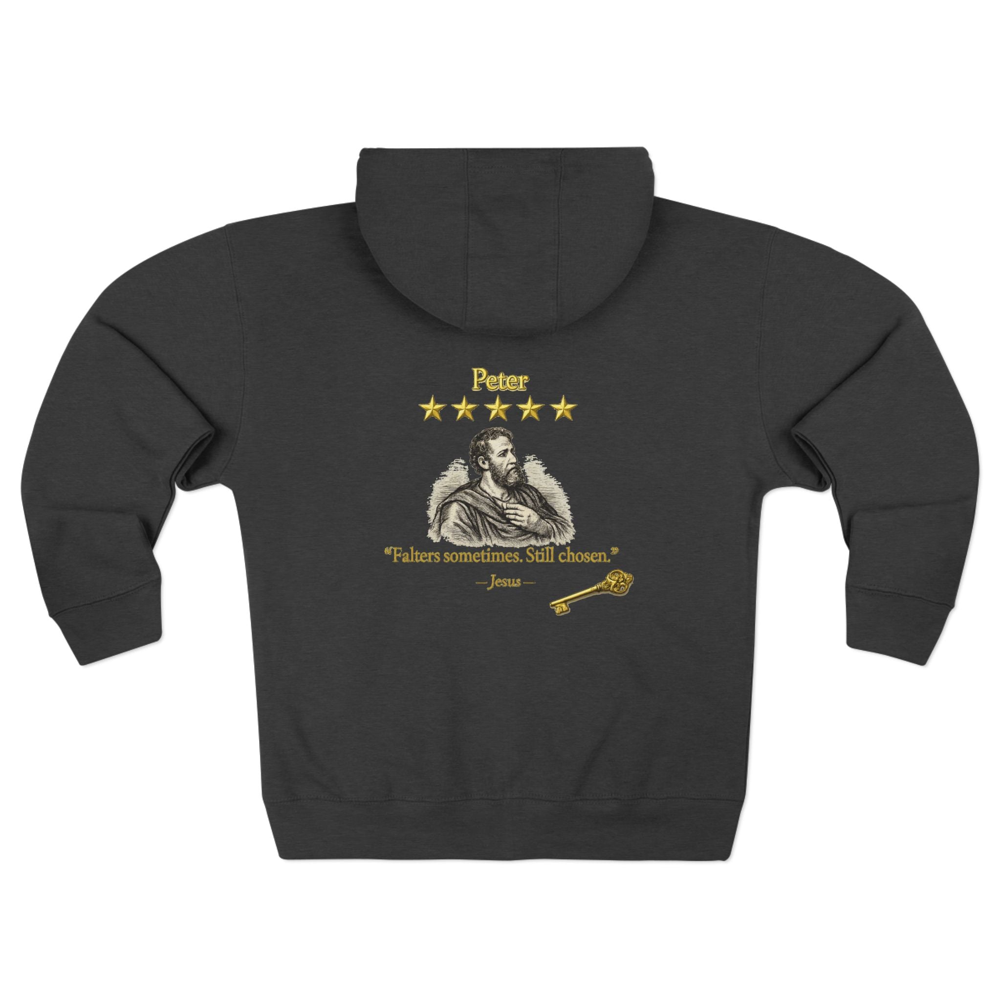 Vintage Shakespeare Zip Hoodie — "Peter, Review by Jesus"-⭐ Five-Star Faith Series⭐