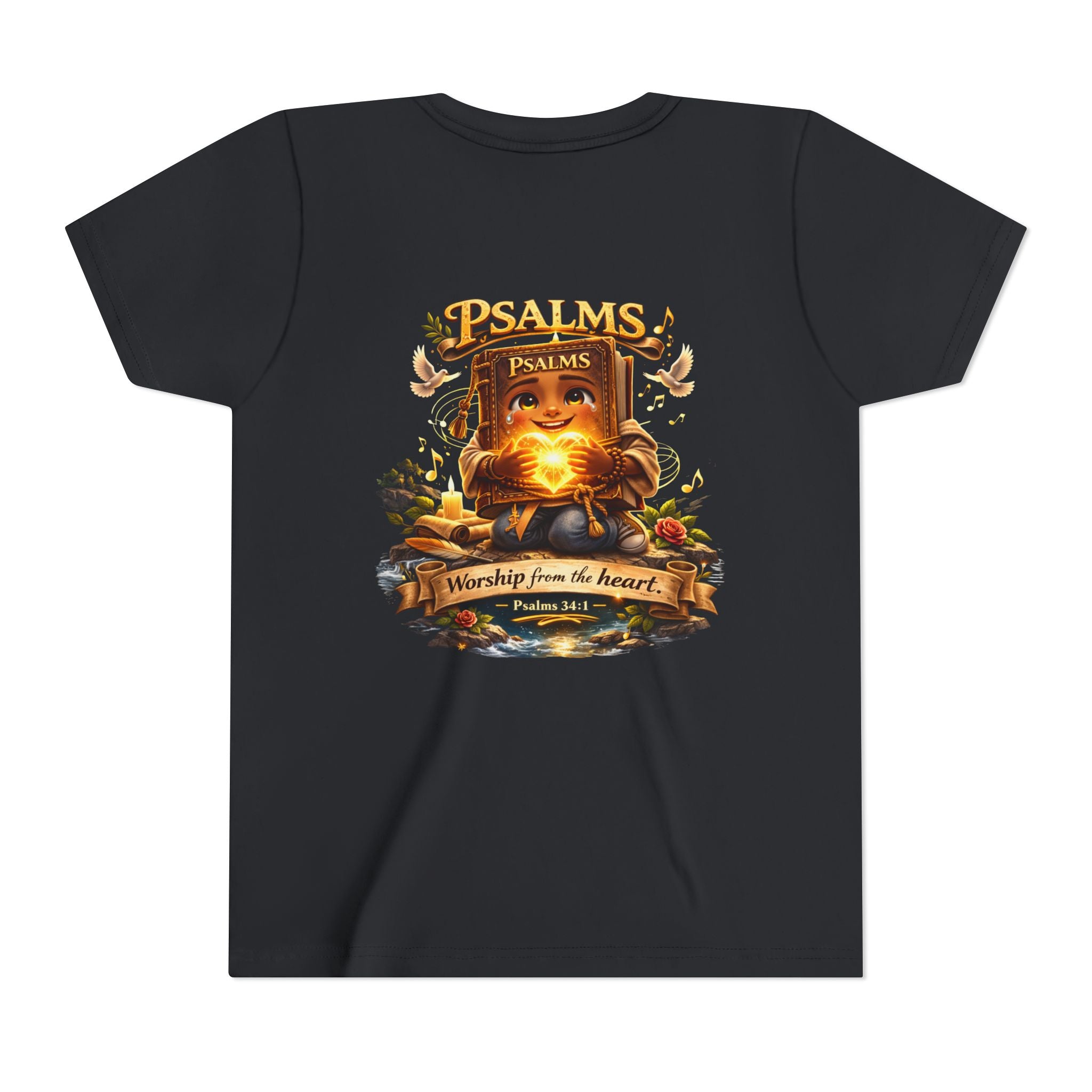 Praise Him Psalms 34:1 Youth T-Shirt | Christian Kids Faith Tee | Inspirational Youth Apparel