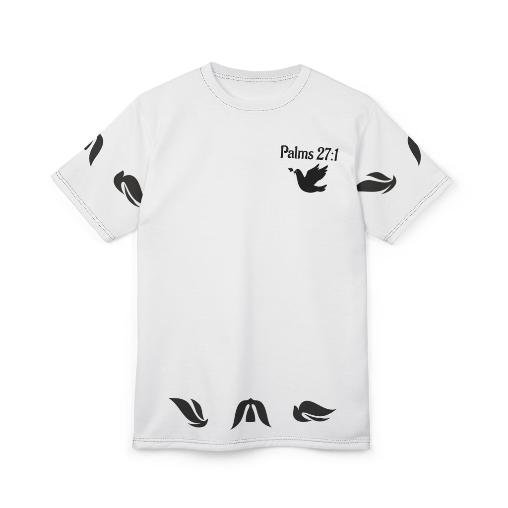 Psalm 27:1 Dove Graphic T-Shirt – “The Lord is My Light & Salvation” Christian Bible Verse Tee