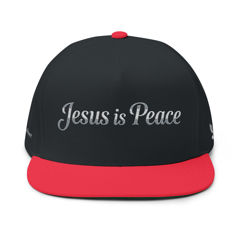 Embroidered "Jesus is Peace" Flat Bill Cap — Christian Snapback Hat