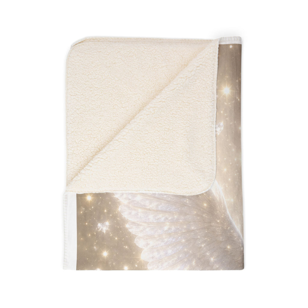 Dove Fleece Sherpa Blanket — Soft White Dove on Sparkling Starry Background