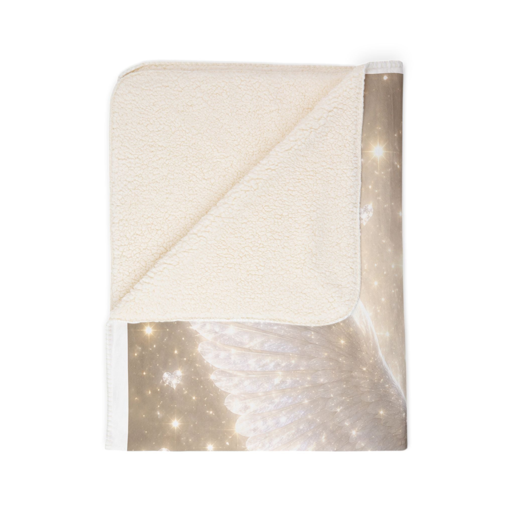 Dove Fleece Sherpa Blanket — Soft White Dove on Sparkling Starry Background