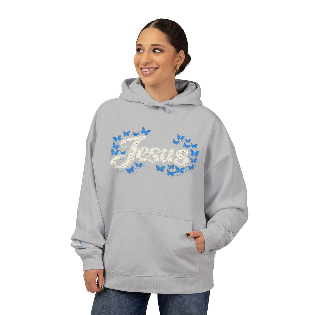 Jesus Floral Hoodie – Christian Faith Organic Pullover | Relaxed Fit Inspirational Hoodie