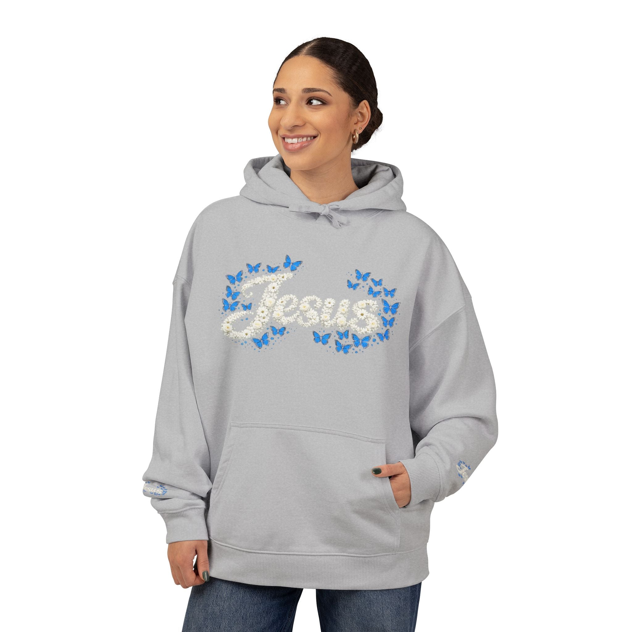 Jesus Floral Hoodie – Christian Faith Organic Pullover | Relaxed Fit Inspirational Hoodie