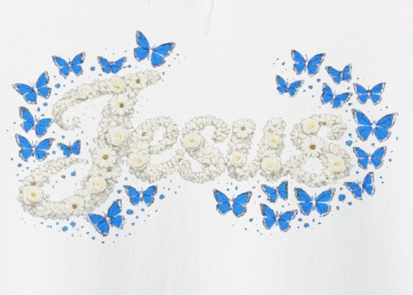Butterfly Blossoms Hoodie – “Jesus” Floral Script Christian Pullover | Faith & Butterfly Hoodie