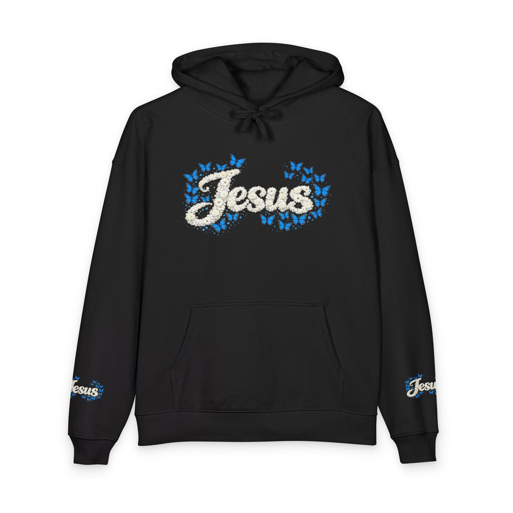 Jesus Floral Hoodie – Christian Faith Organic Pullover | Relaxed Fit Inspirational Hoodie